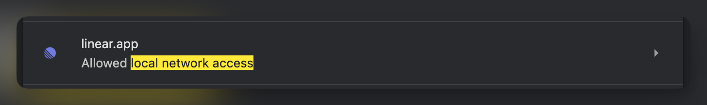 linear.app Allowed local network access