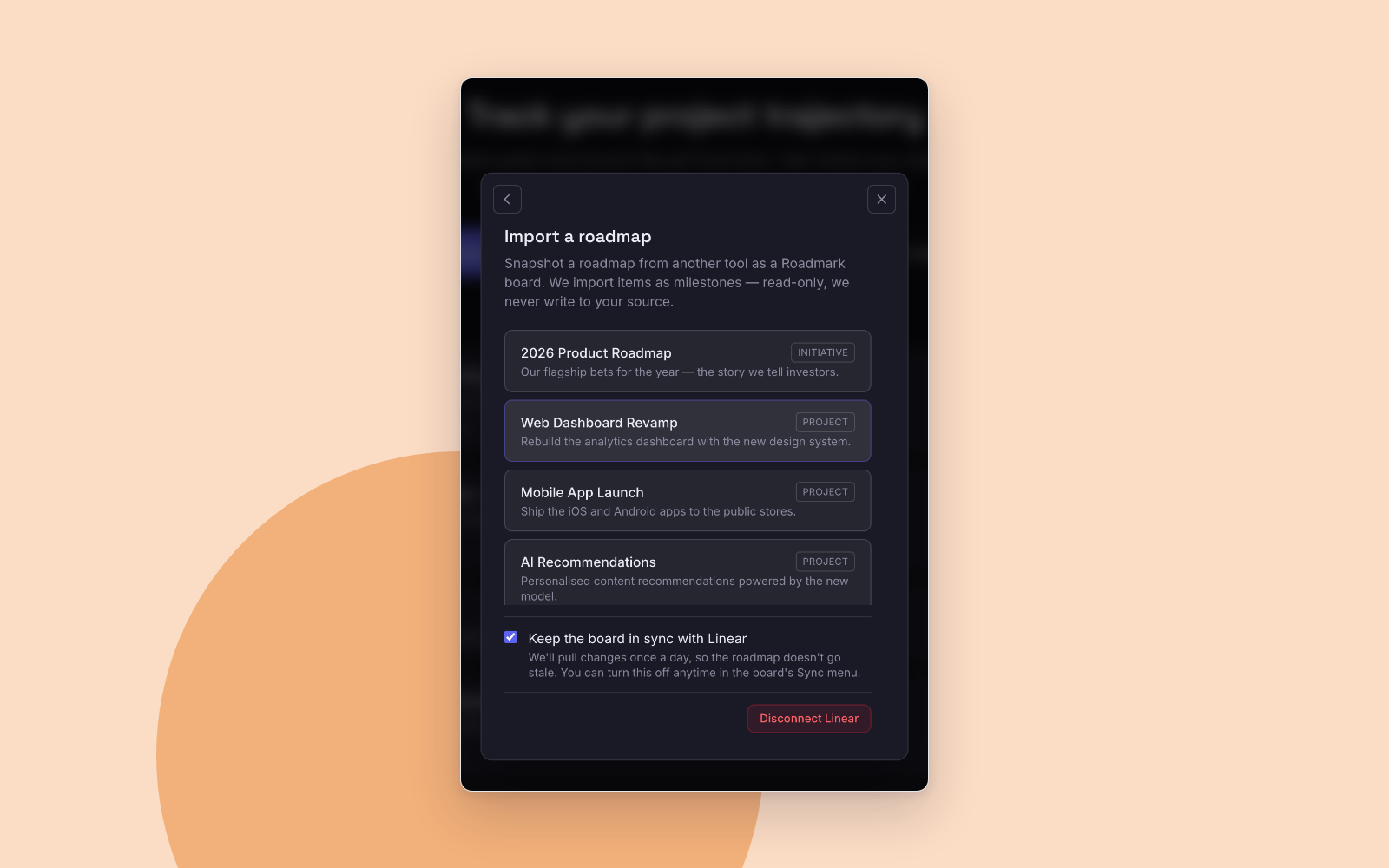 importing roadmaps setting in roadmark