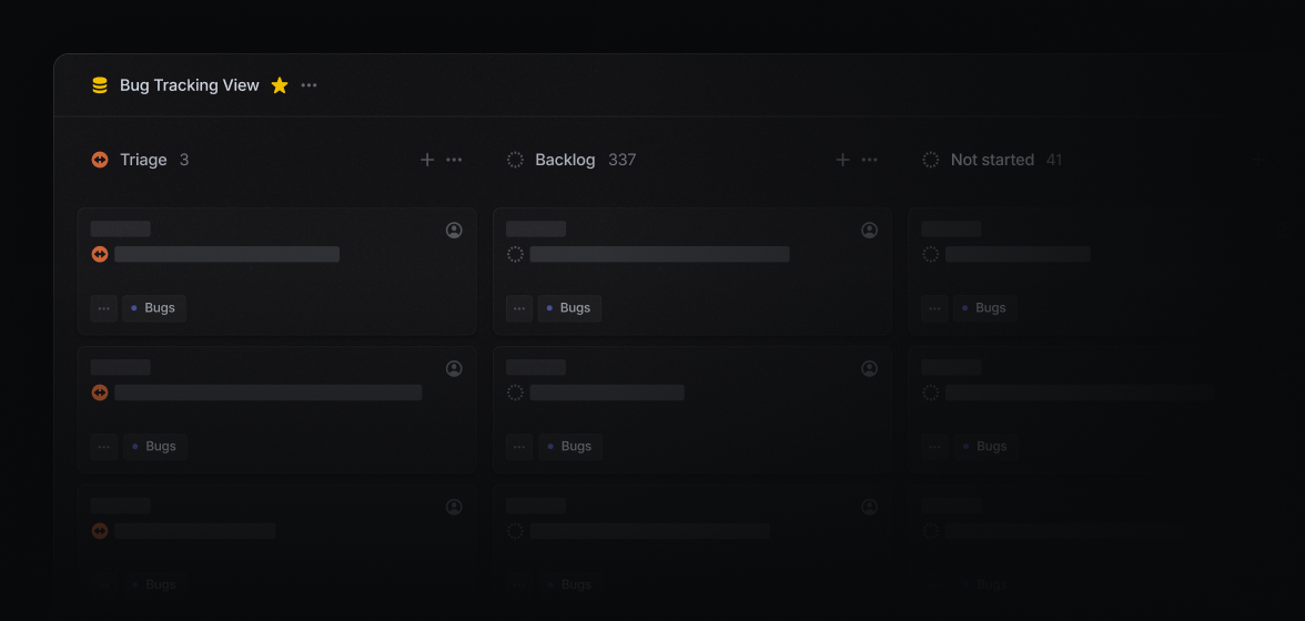 Kanban board in Linear showing bugs
