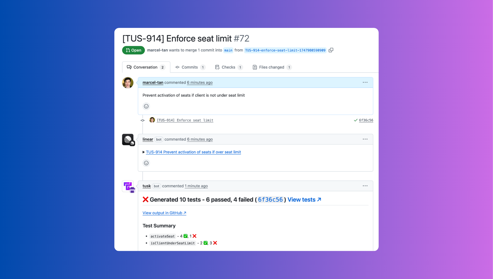 Tusk working in GitHub