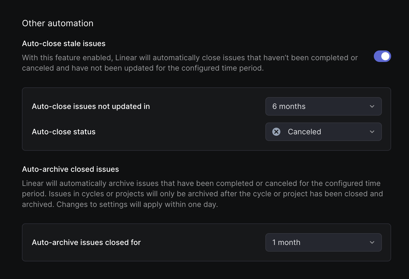 Auto-close and auto-archive settings