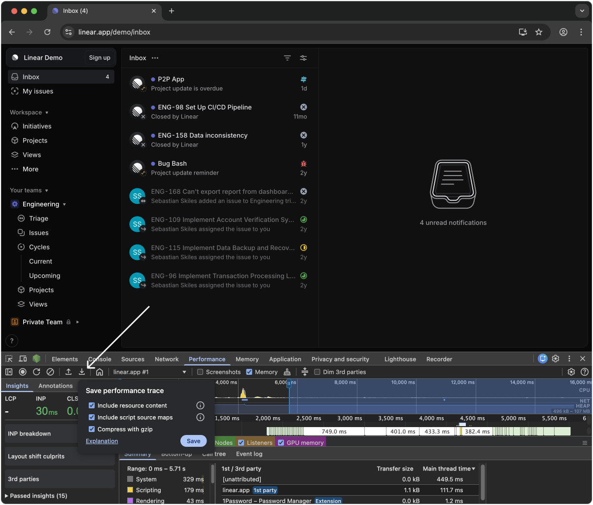 5. Save the performance profile