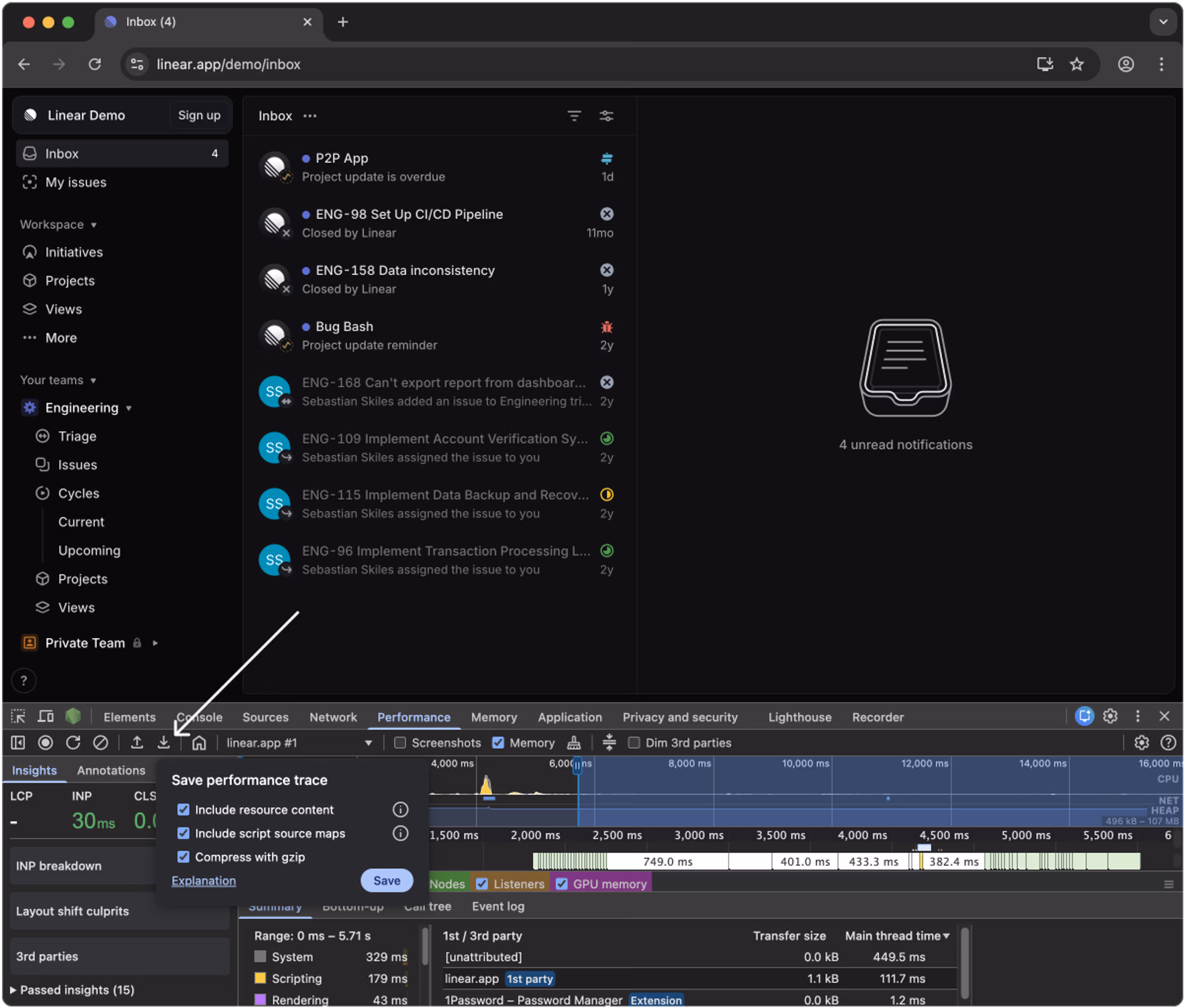 5. Save the performance profile