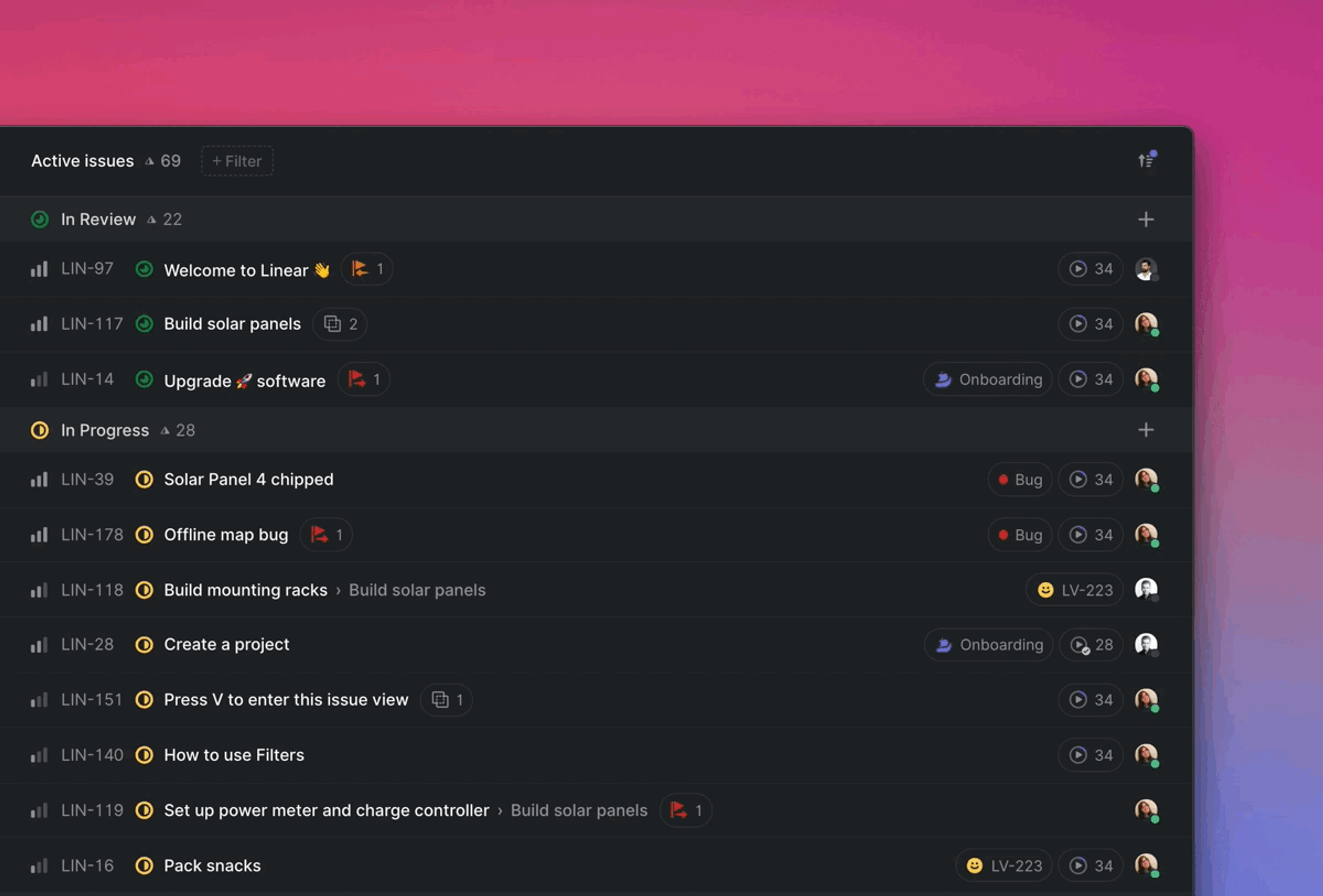 Gif showing keyboard shortcuts panel