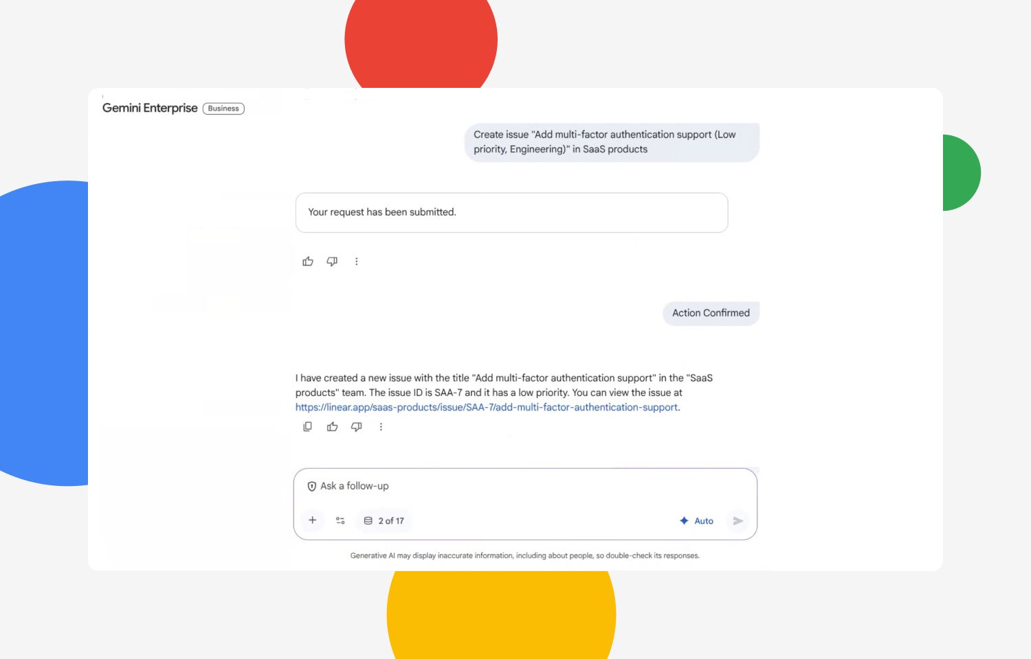 asking gemini about projects in linear