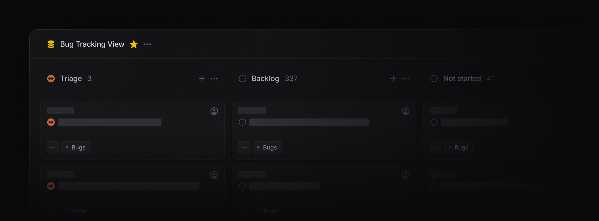 Kanban board in Linear showing bugs