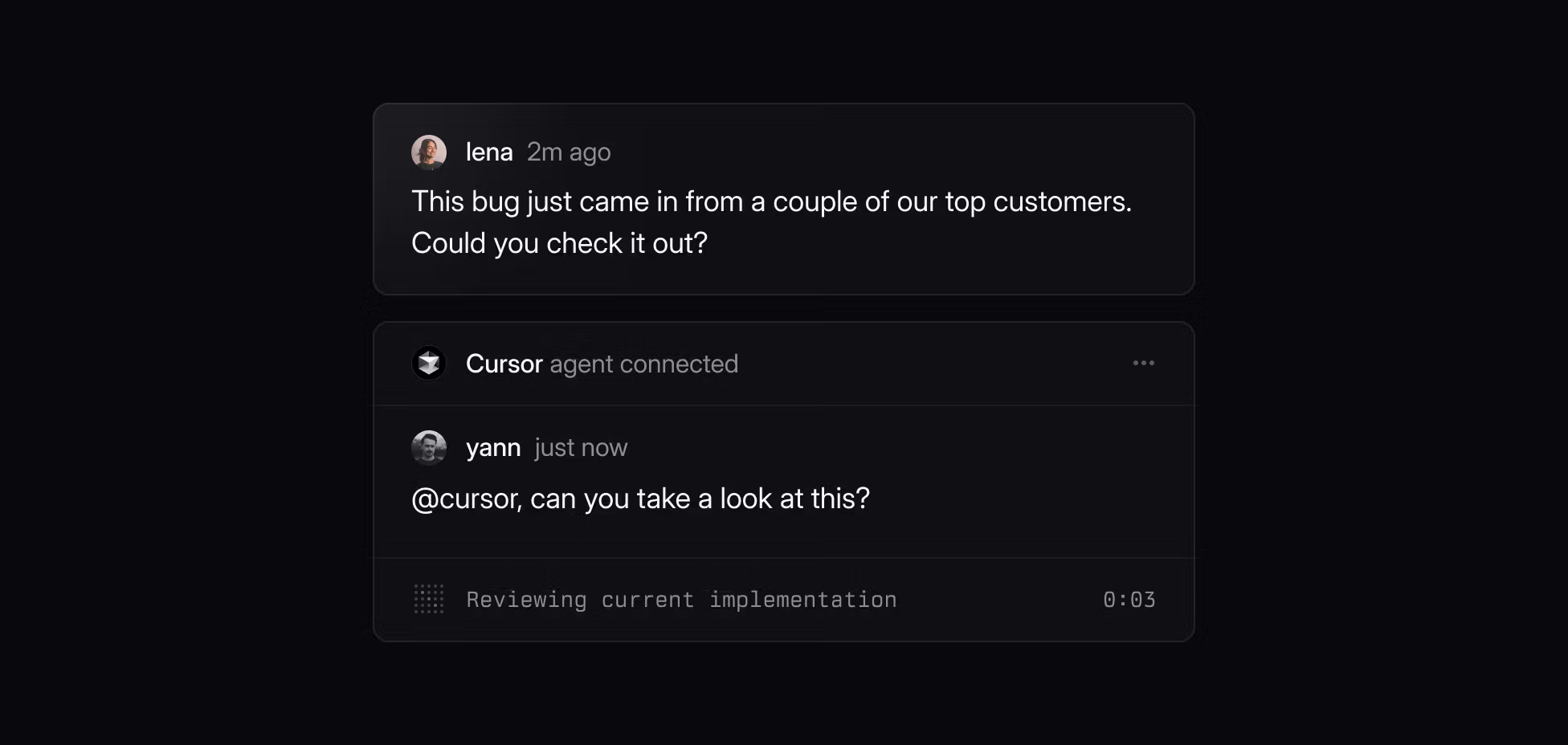 A screenshot of the @mention function