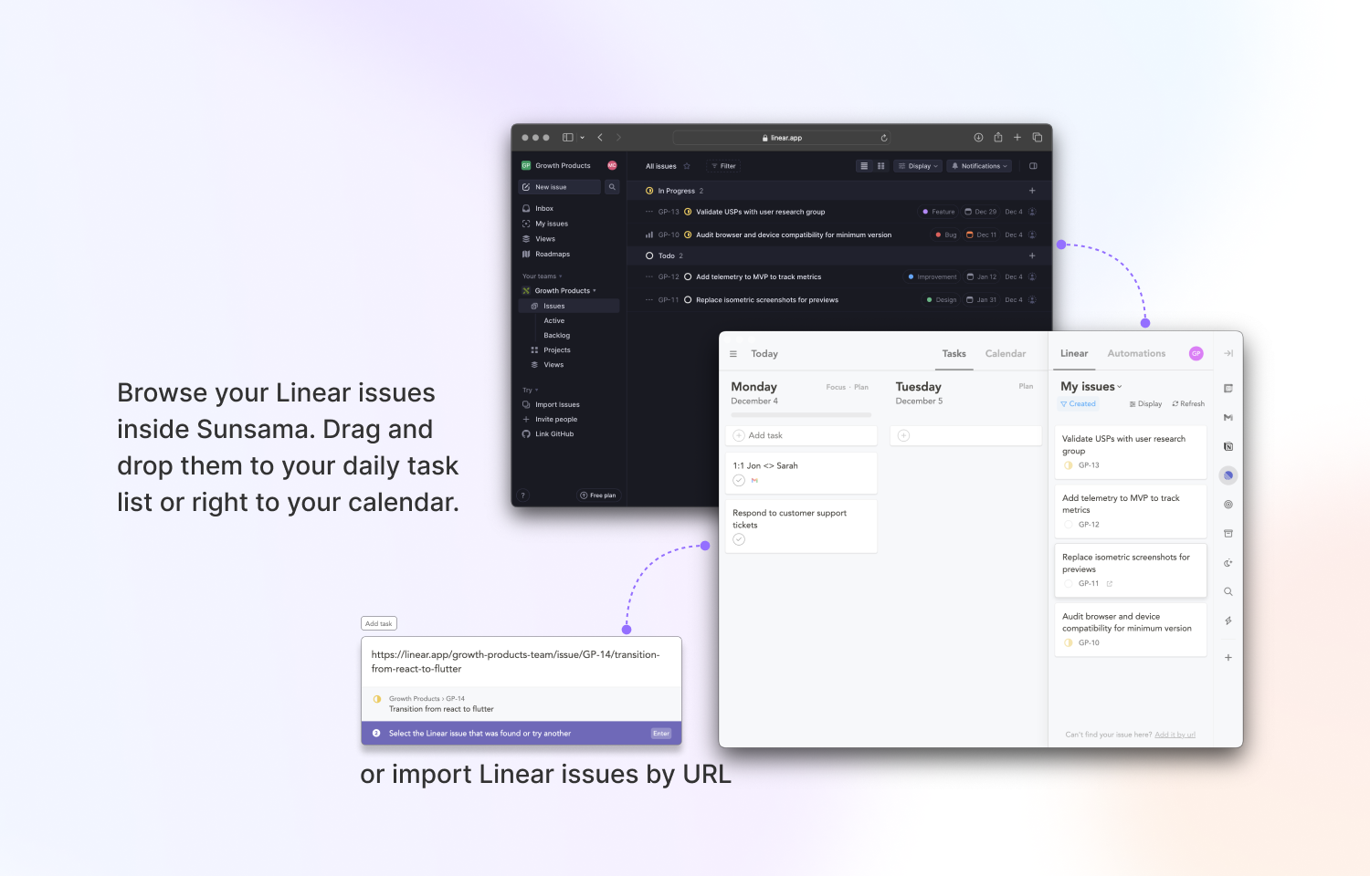 Sunsama and Linear interfaces