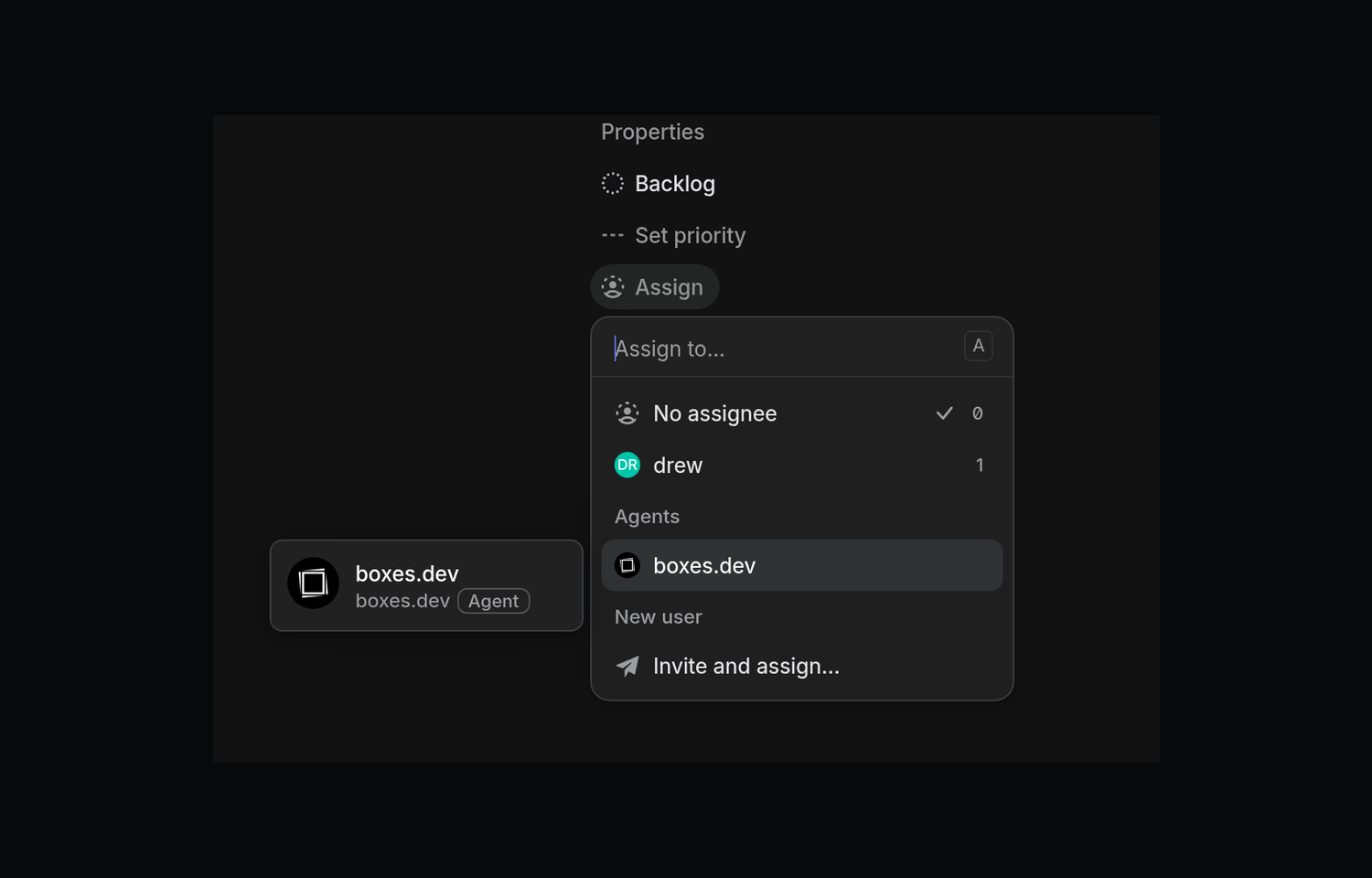 assigning an issues to boxes.dev