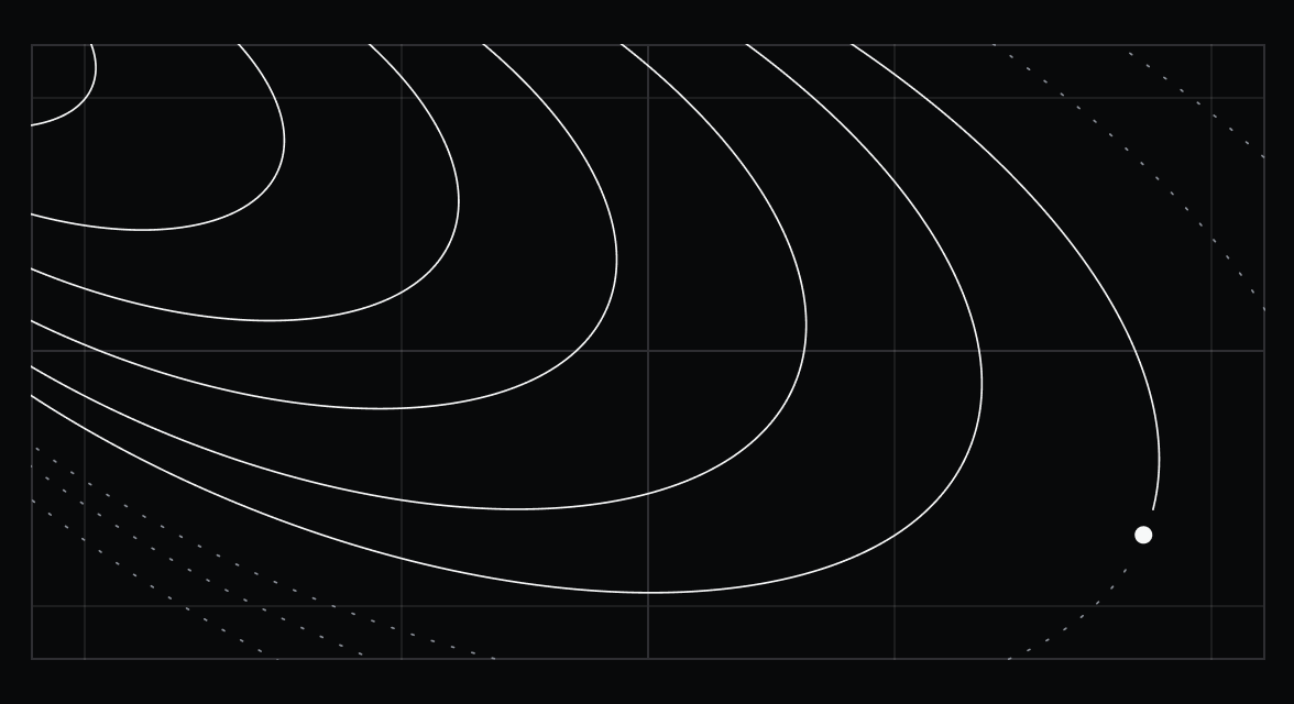 An abstract image showing a planet moving through orbit