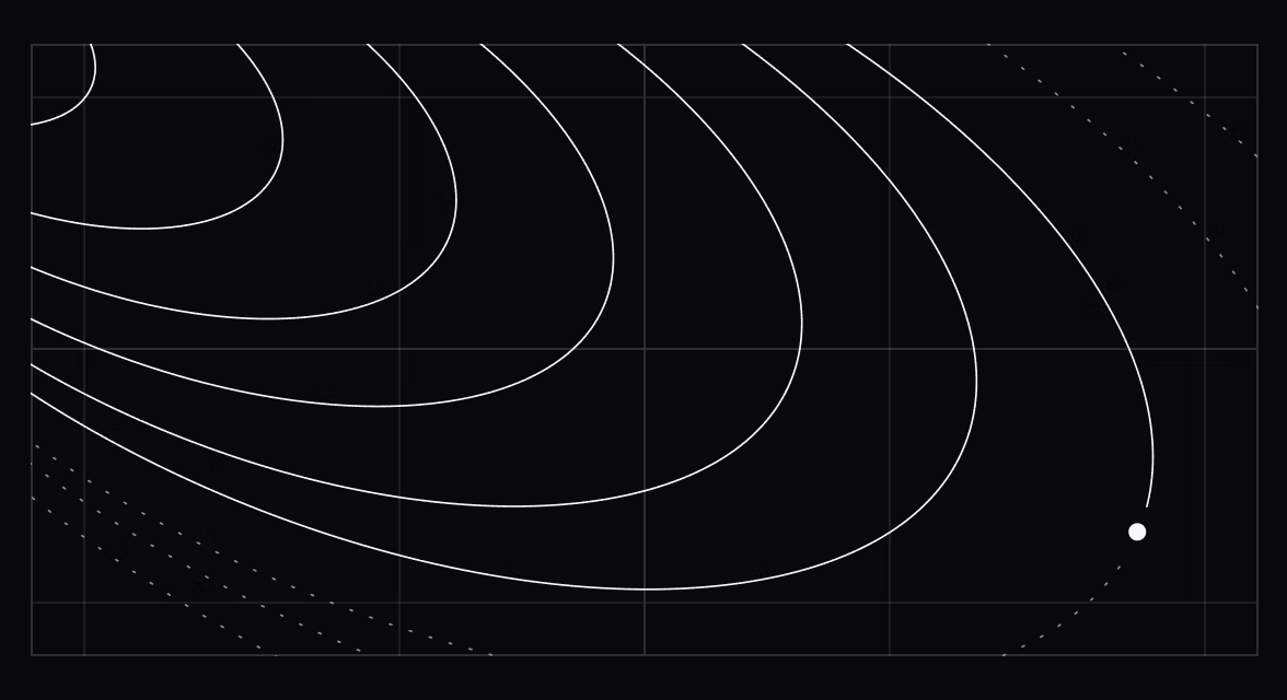 An abstract image showing a planet moving through orbit