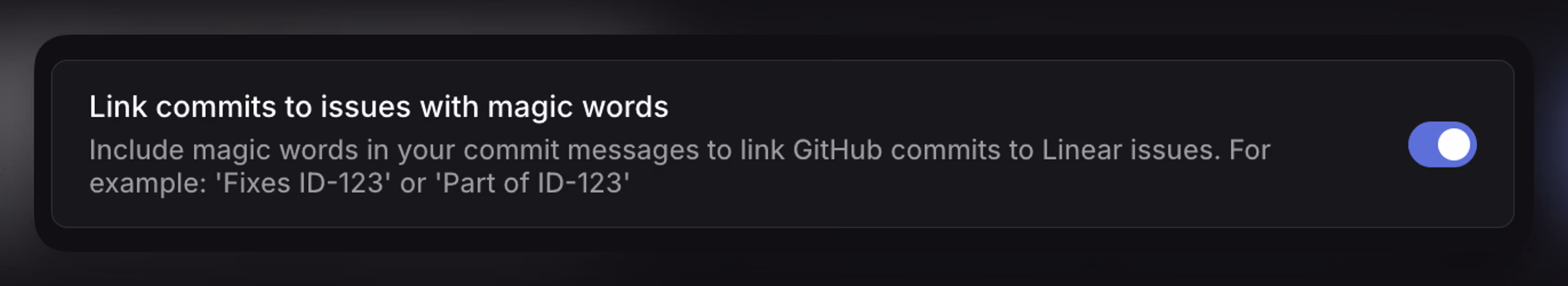 Setting to enable commit linking
