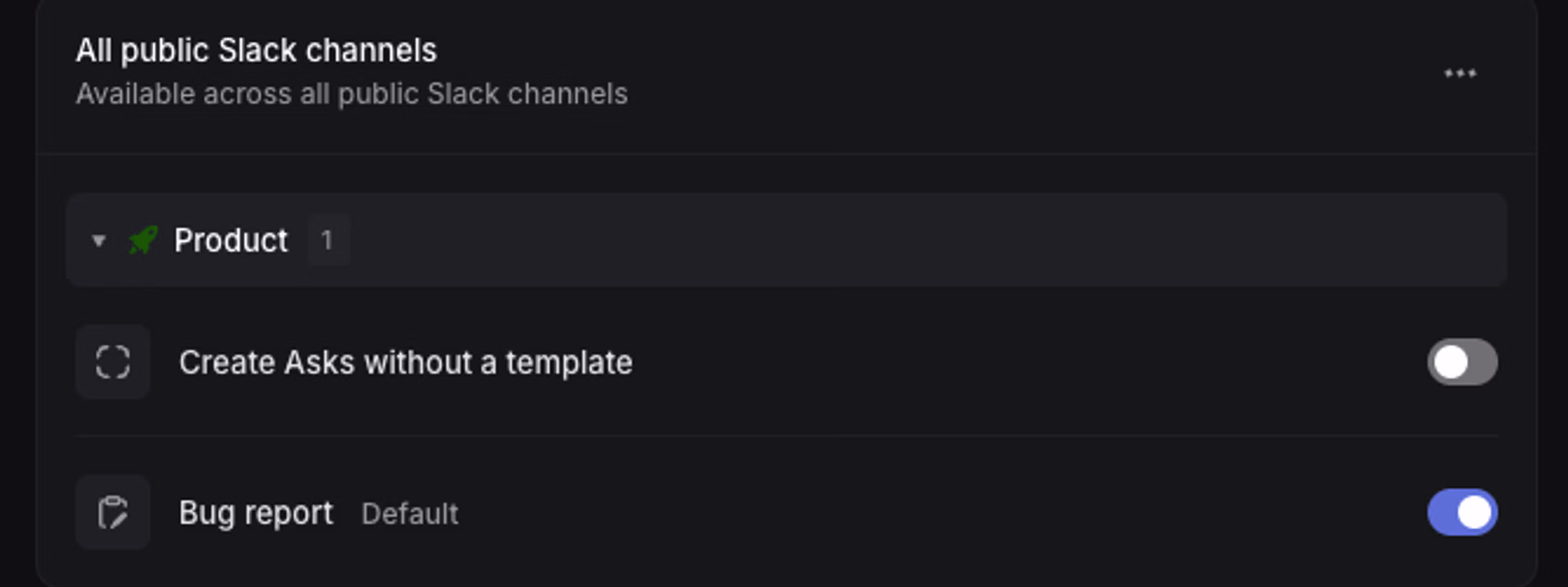 Template in Slack Asks