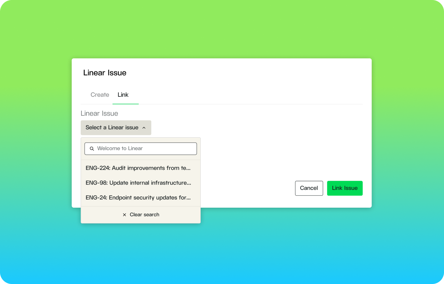 linking to an existing linear issue from fencer