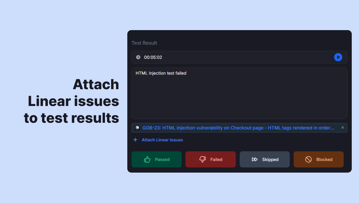 attaching linear issues to failed tests