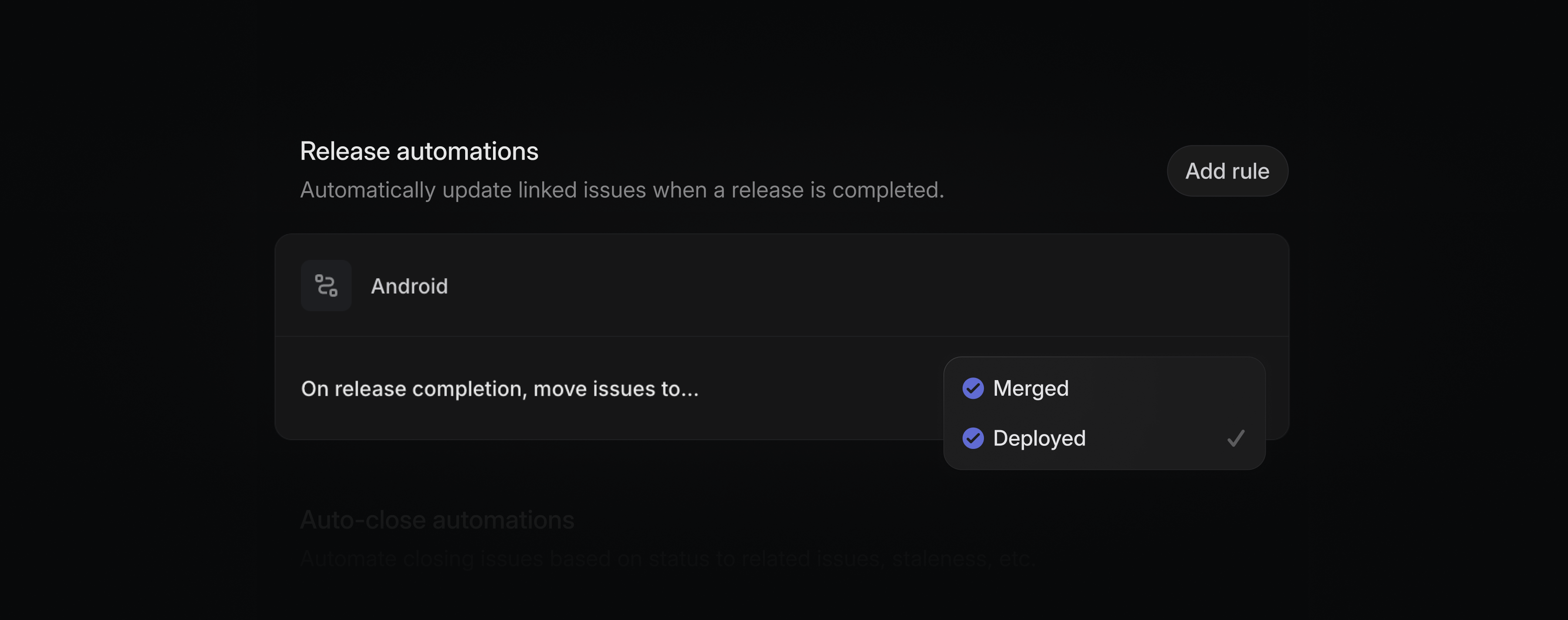 Release automation in Android pipeline, moving deployed issues to a deployed status