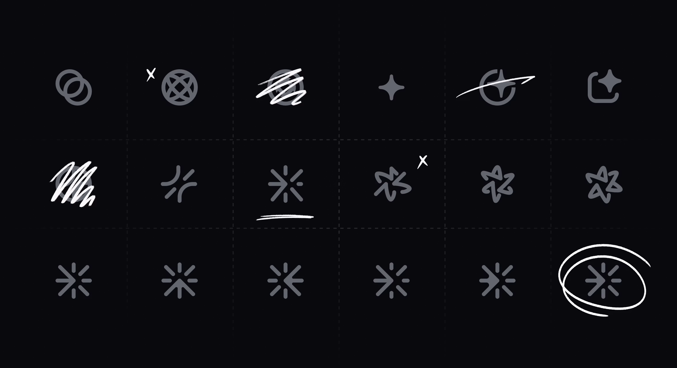 An array of icons with doodles suggesting searching through issues to find similar ones.