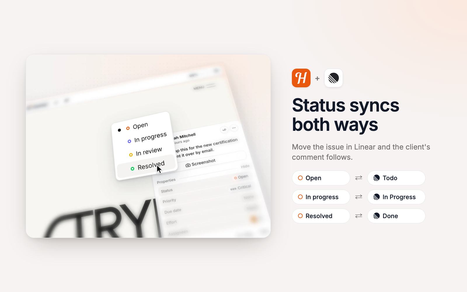 syncing status both ways with huddlekit