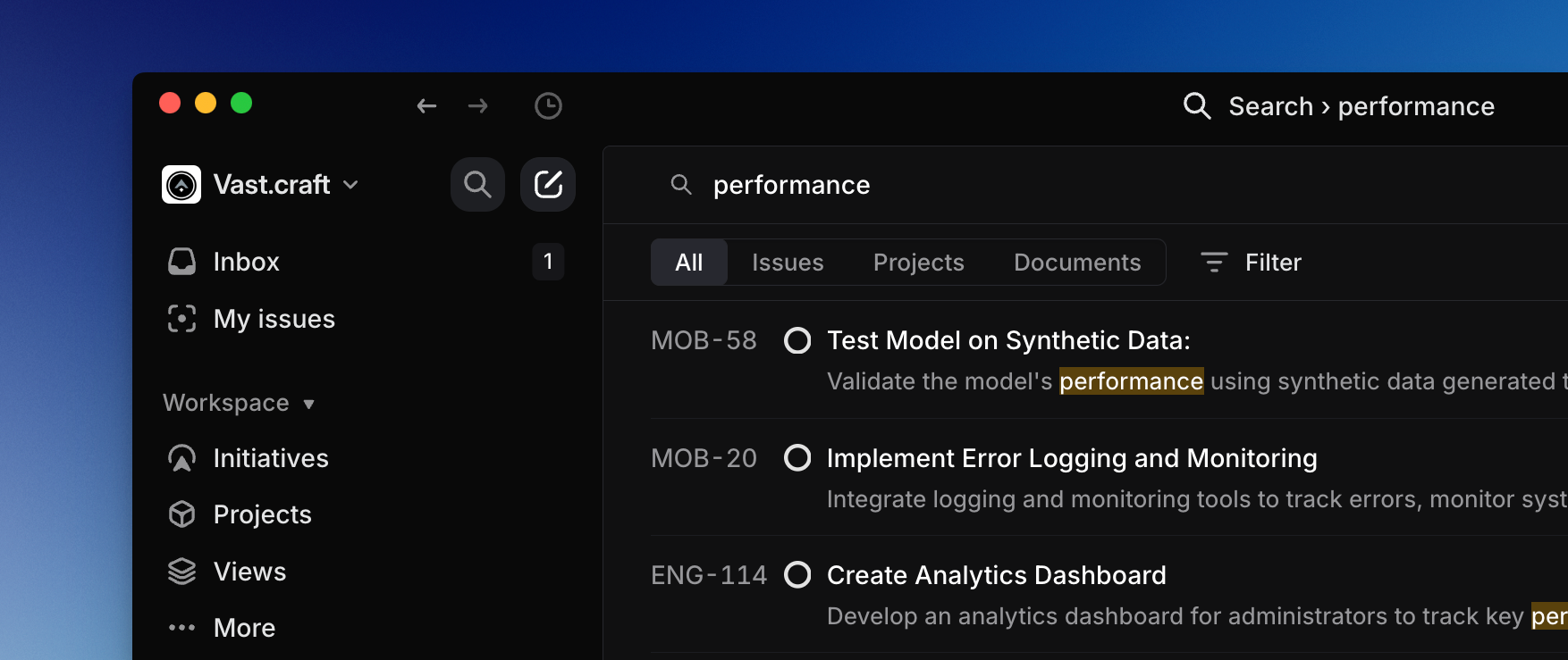 Linear search page