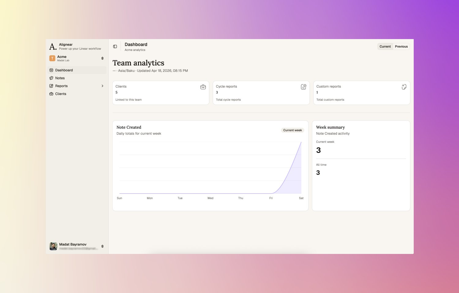 alignear dashboard