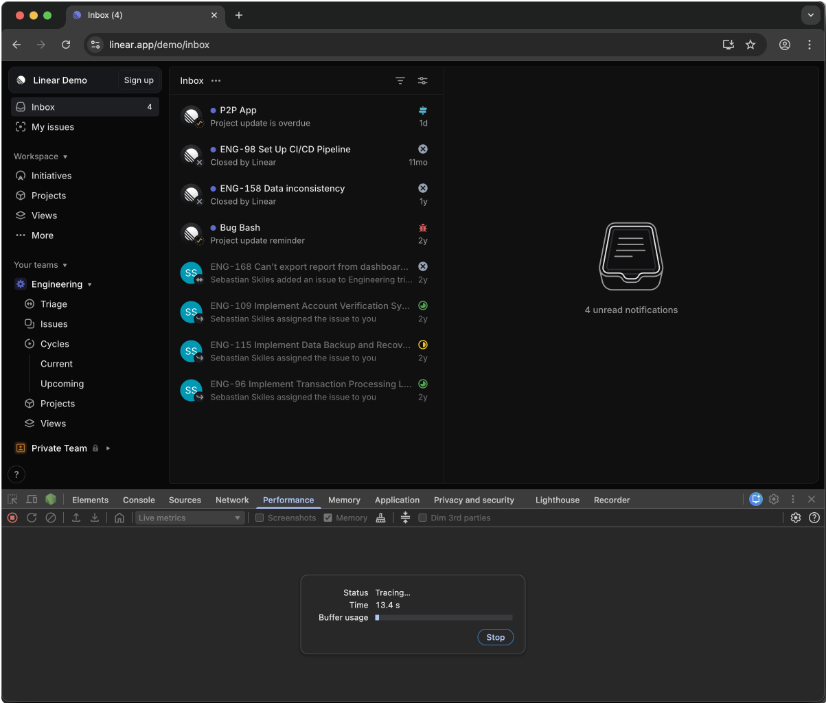 4. Reproduce the performance issue