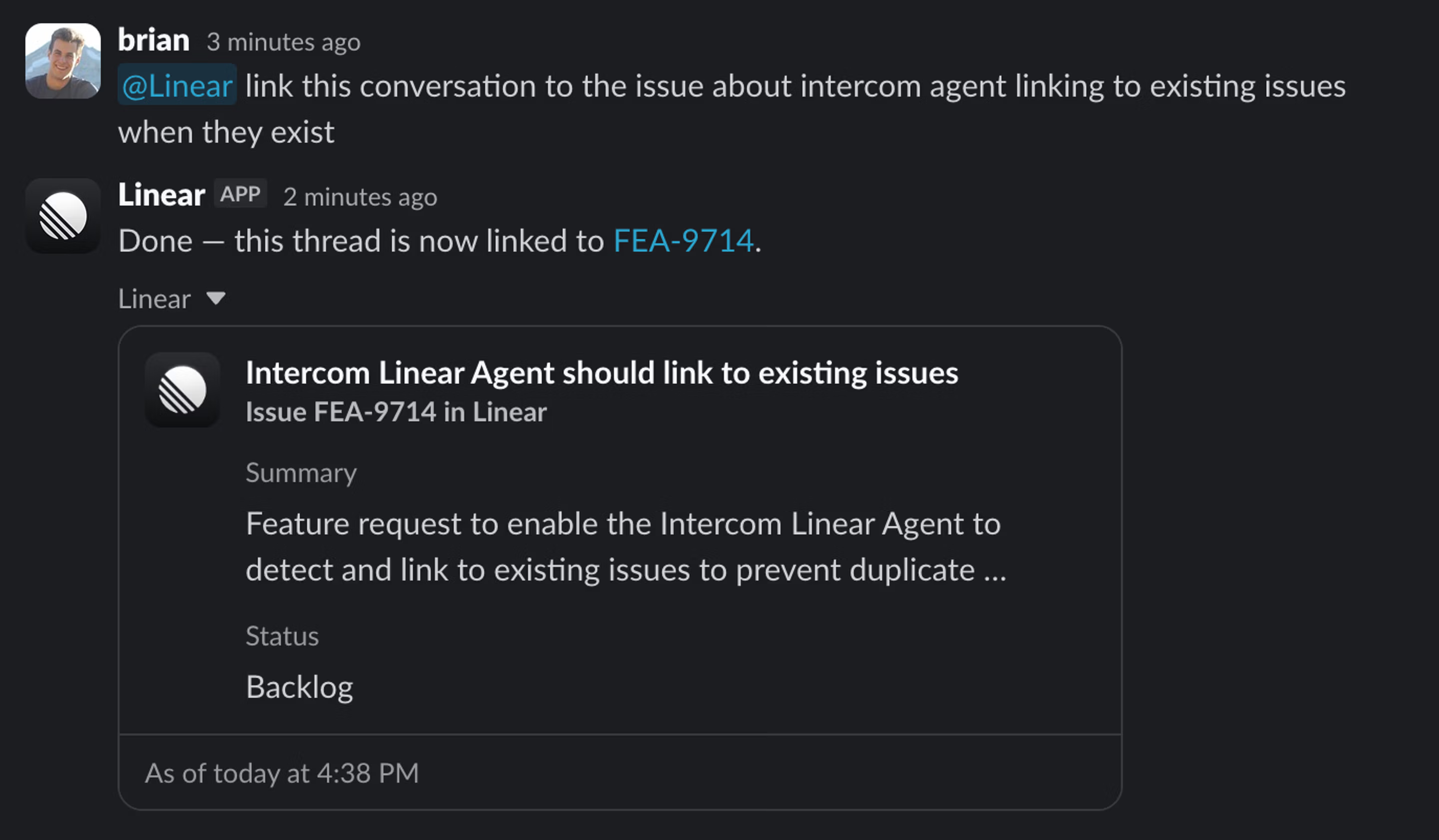 Issue creation from Slack.