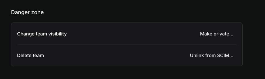 Unlink from SCIM option in Linear team settings