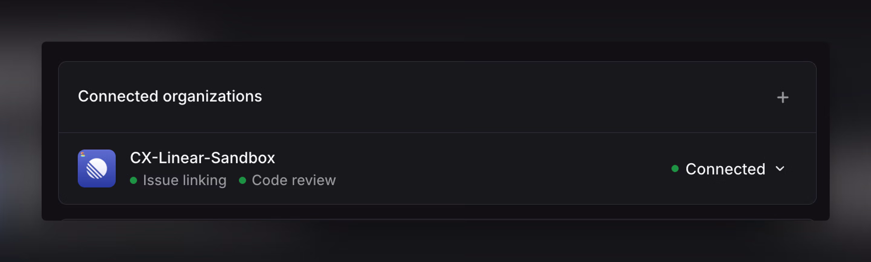Once enabled, you'll see both issue linking and code review connected within your Github integration