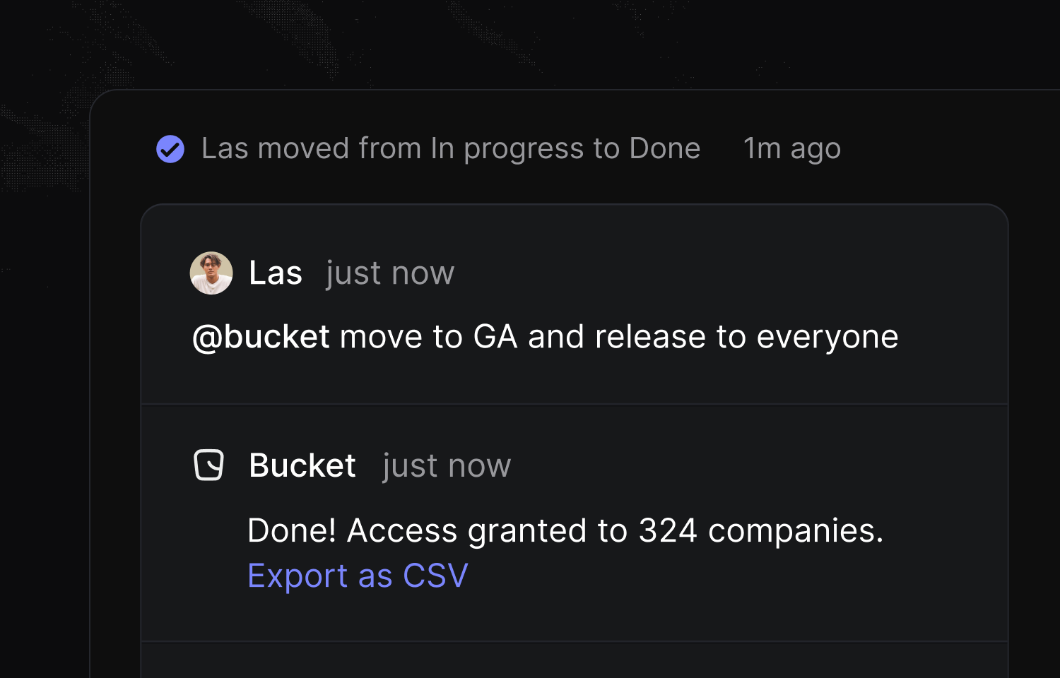 Moving a feature flag to GA from Linear and Bucket confirming it's done