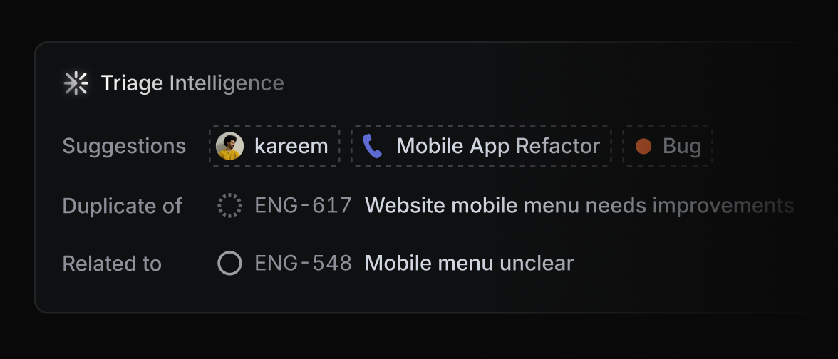 Linear's Triage Intelligence showing suggested labels