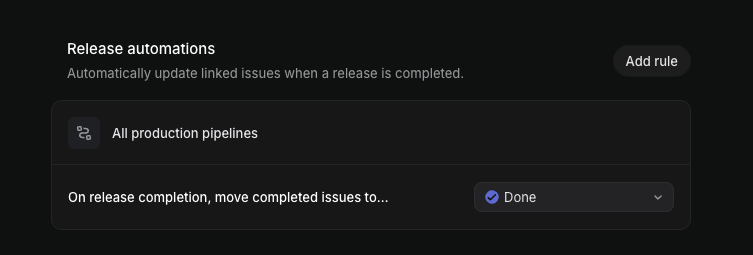 Release automations showing on release completion, move completed issues to Done