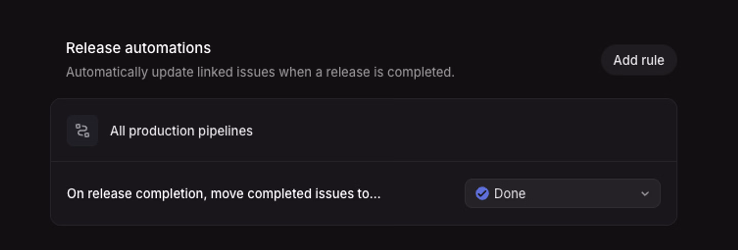 Release automations showing on release completion, move completed issues to Done