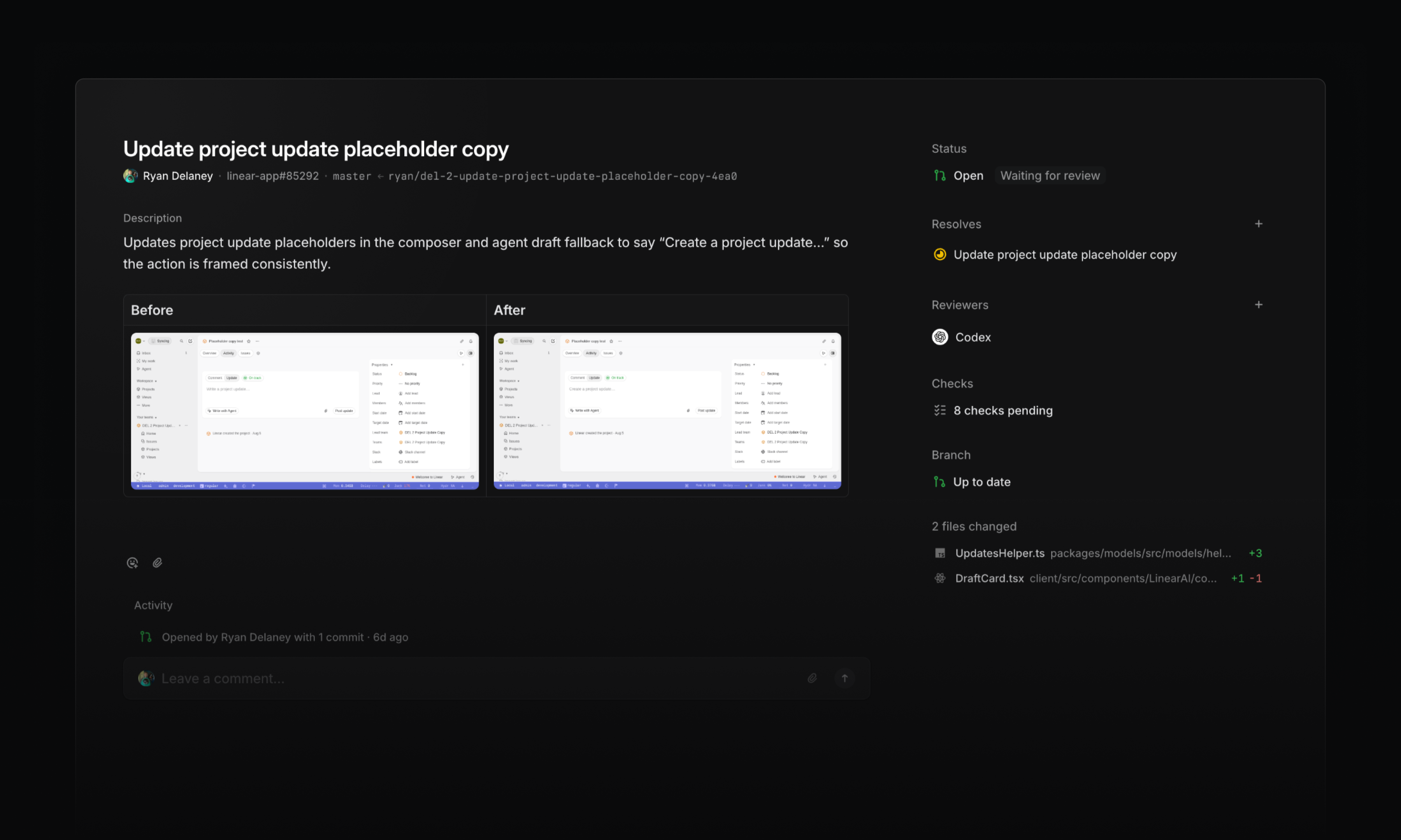 Screenshot of Linear UI