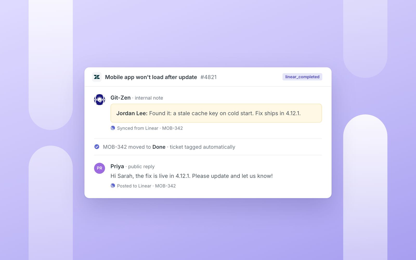 bidirectional sync between Linear and Git-Zen