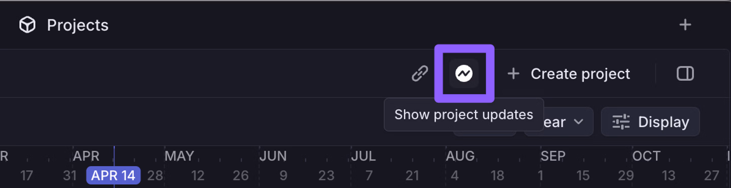 Project updates button