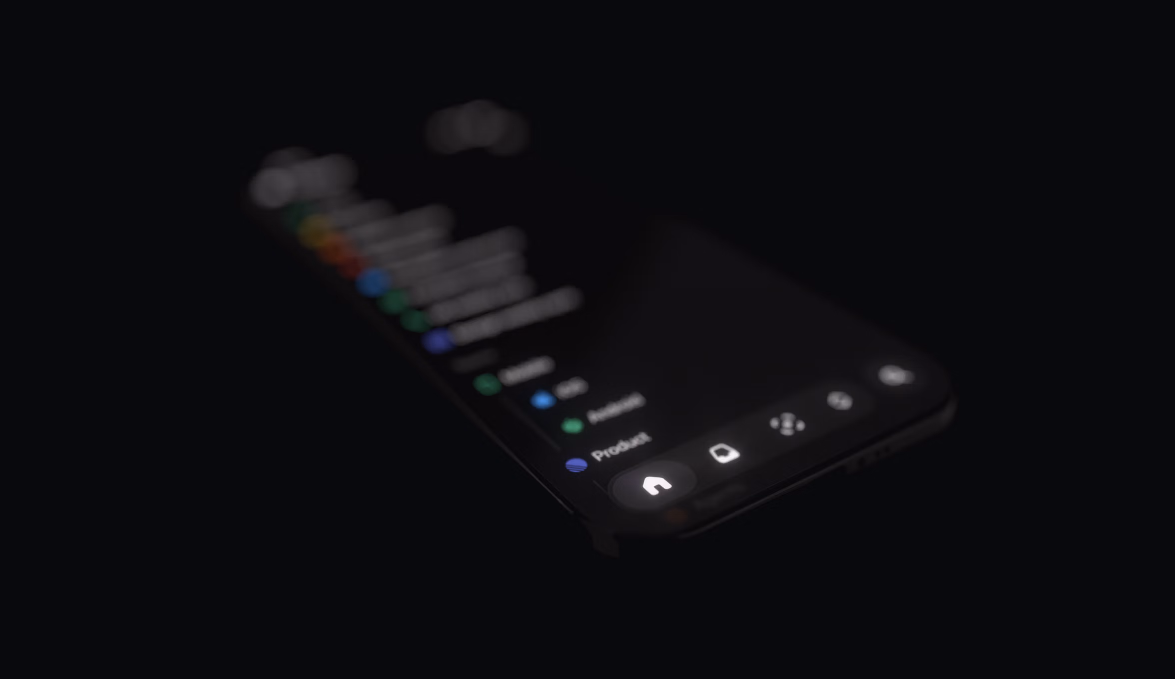 Rendered image of the new Linear App design in a perspective view with heavy depth of field.