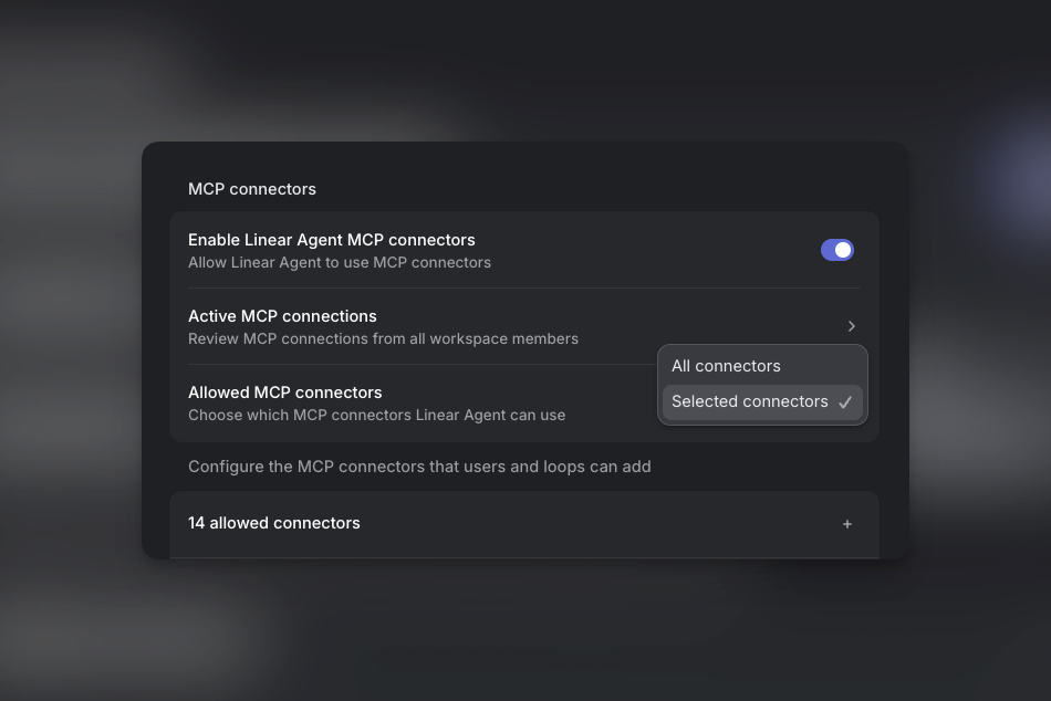 security settings MCP server section -- All severs or only specific servers