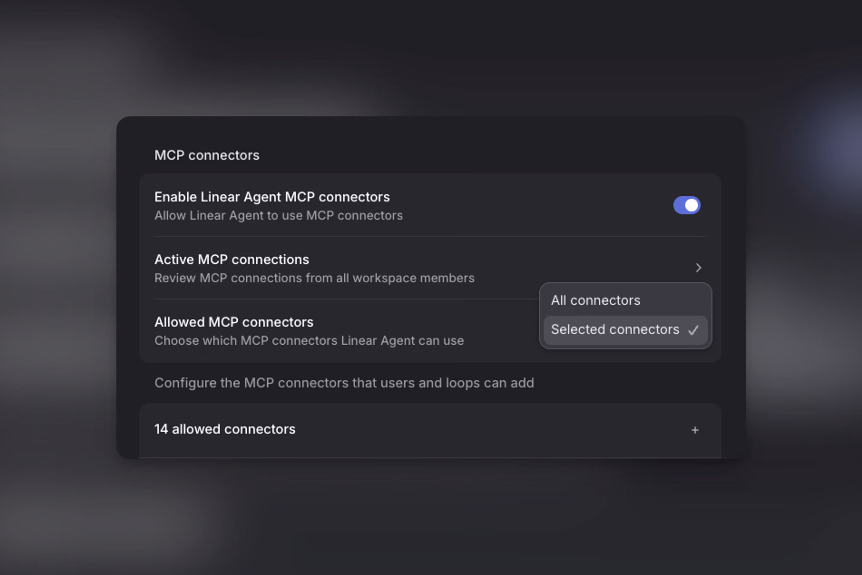 security settings MCP server section -- All severs or only specific servers