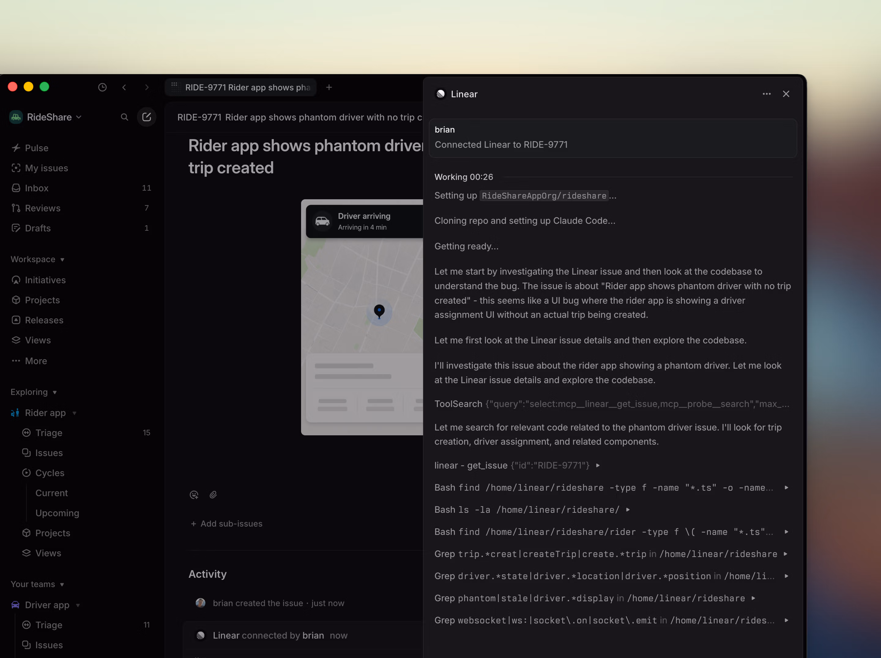 Collaborate with Linear Agent in a secure coding session