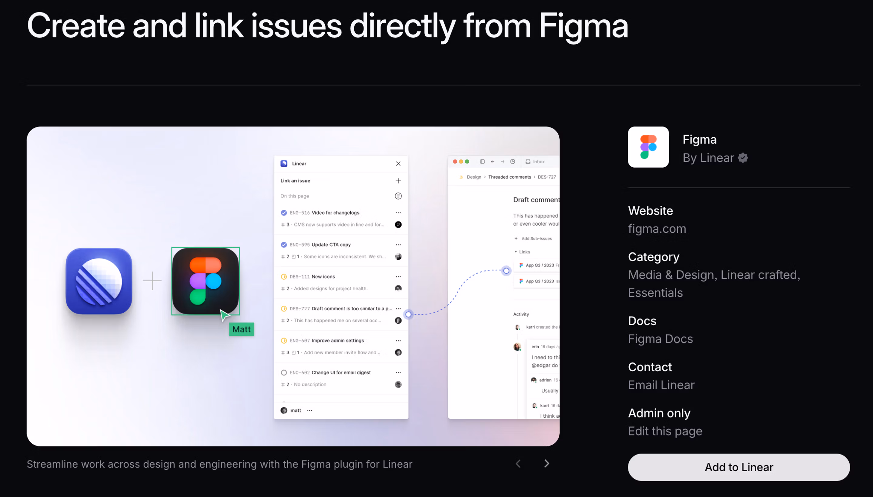 Figma integration listing