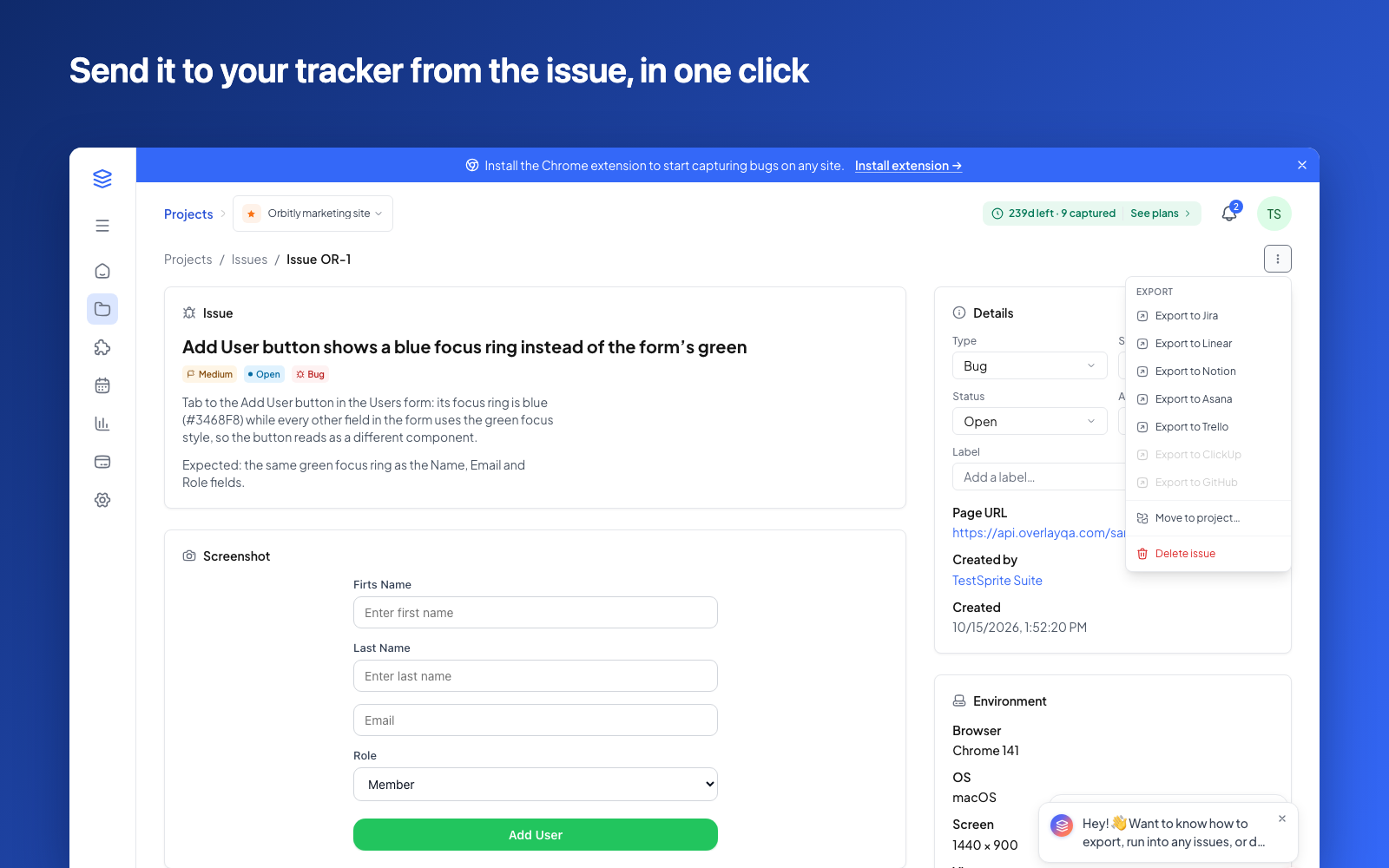 sending to Linear in one click