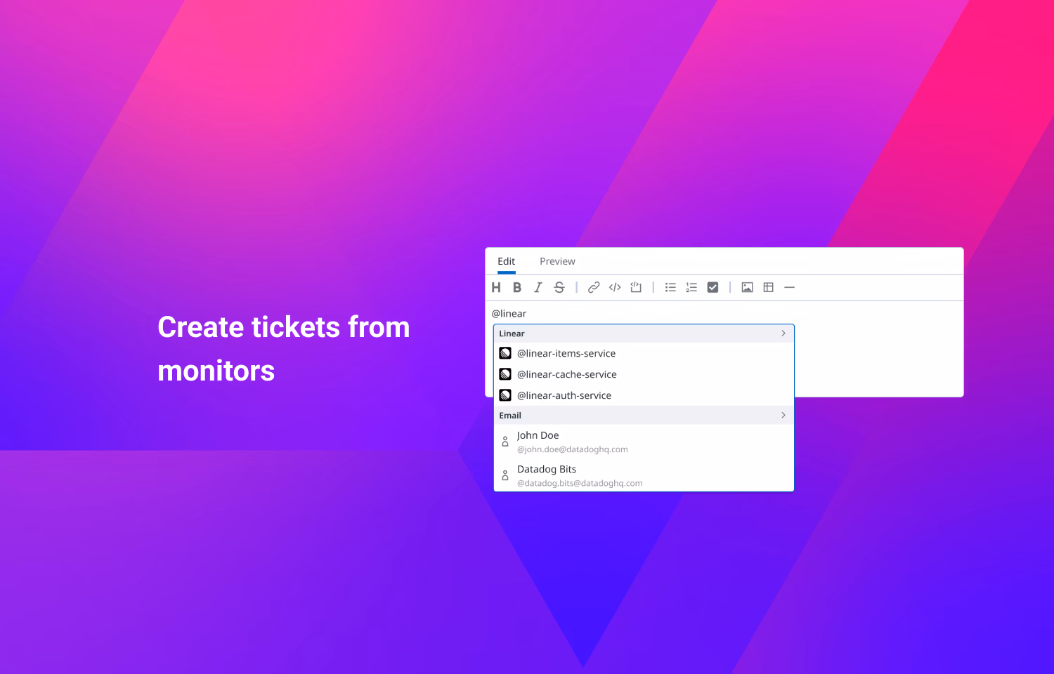 creating a linear issue from a datadog monitor