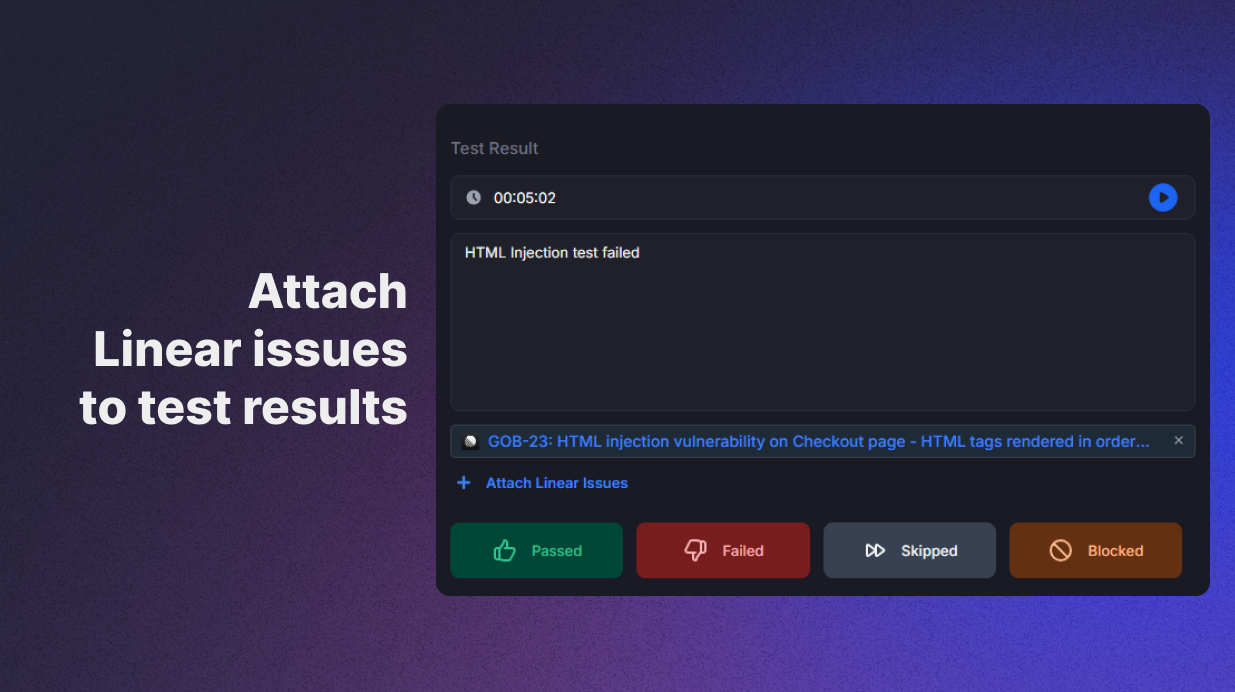 attaching linear issues to failed tests