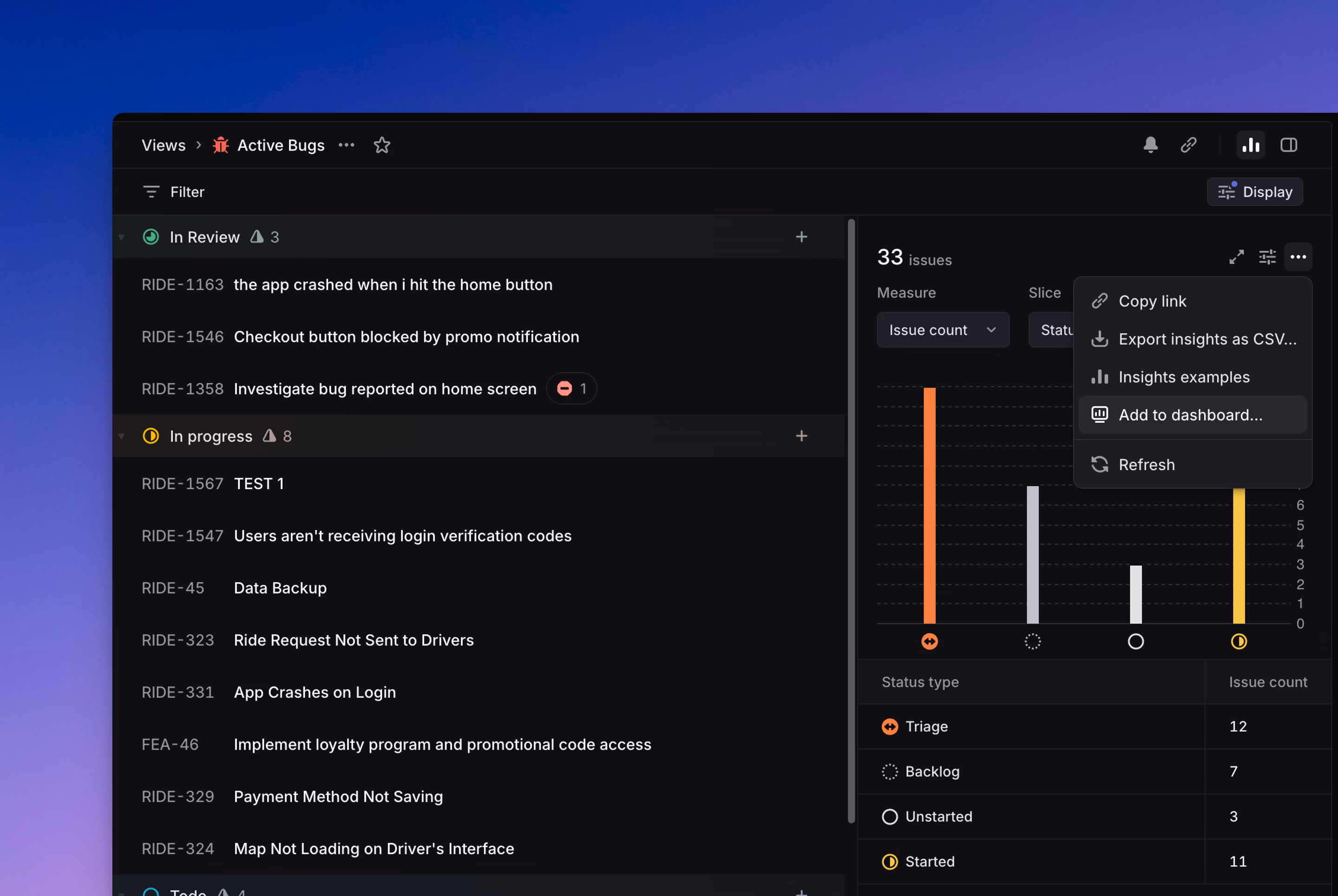 Adding an insight from an existing custom view to a dashboard