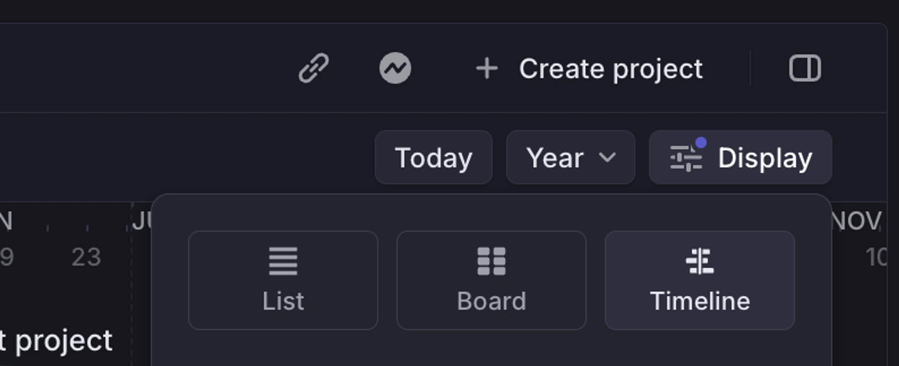 Display options for Timeline