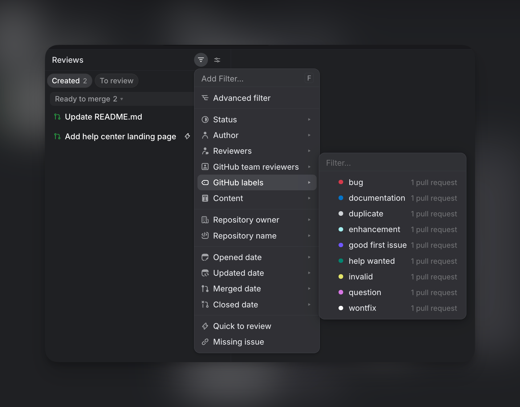 Filtering GH Labels
