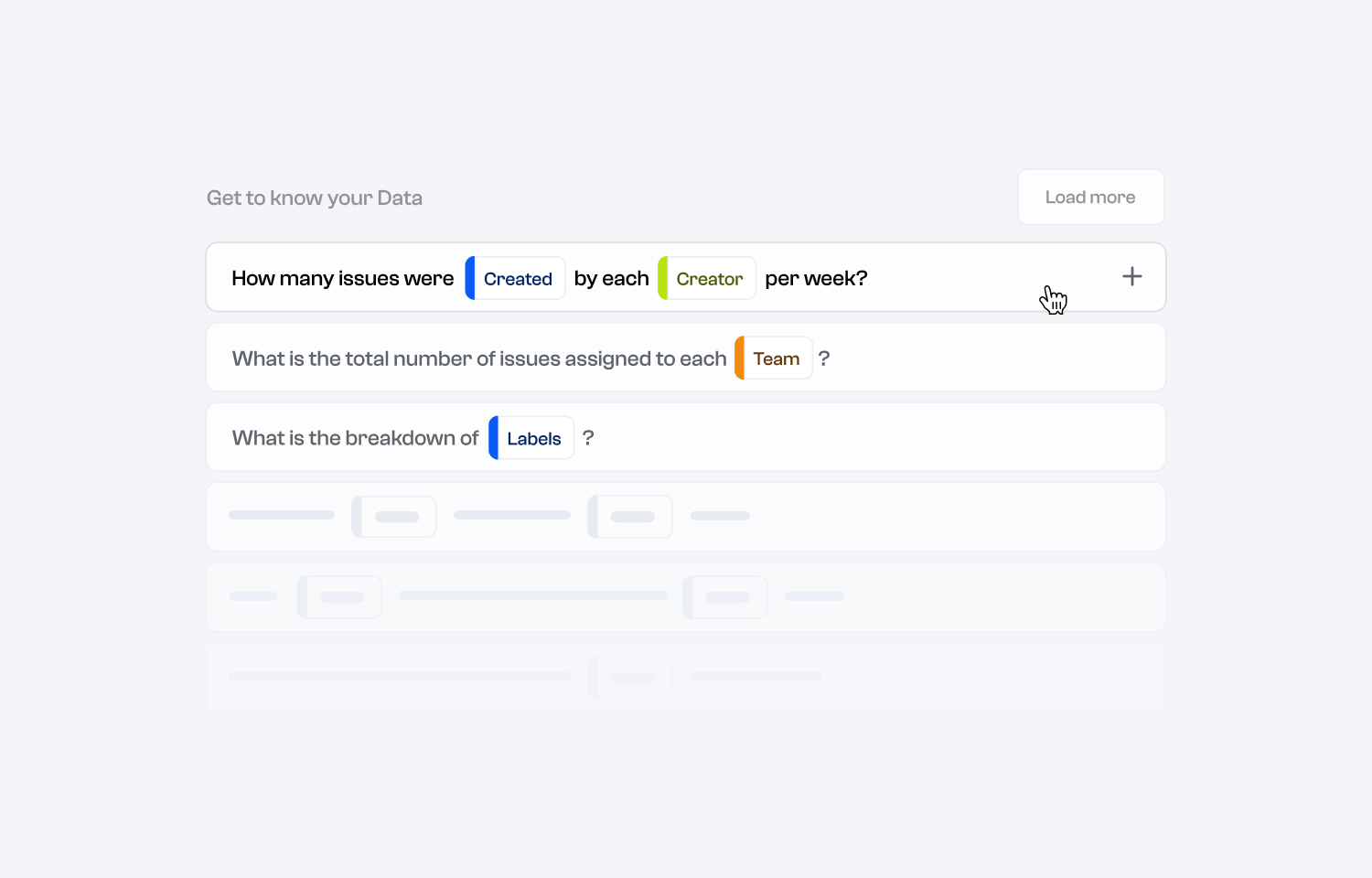 Polymer site showing suggested data sets