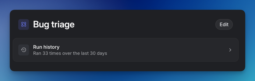 Run History Menu