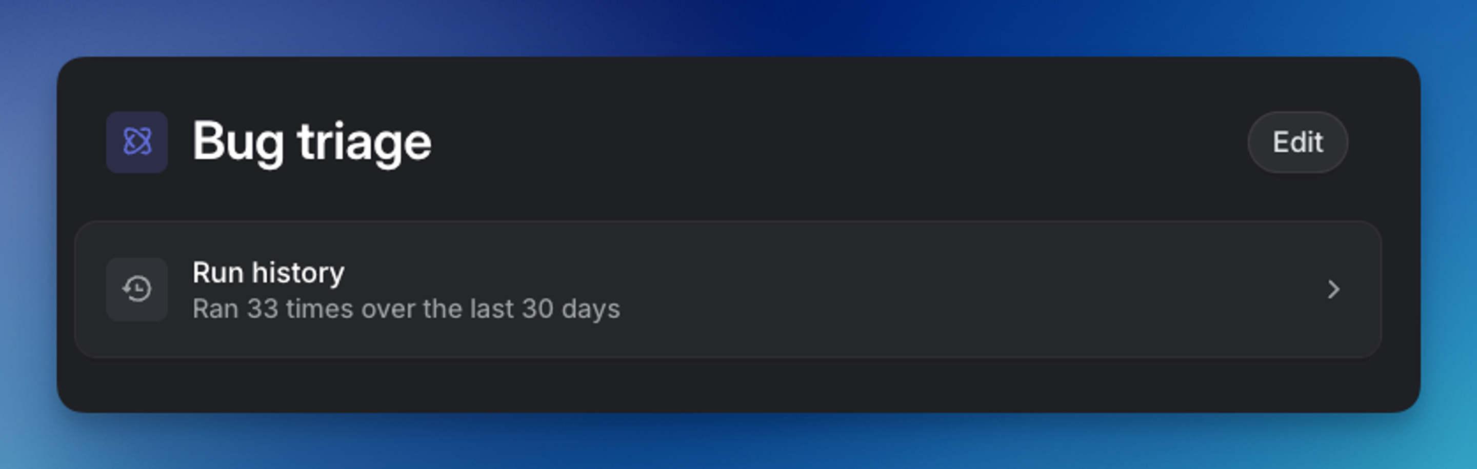 Run History Menu