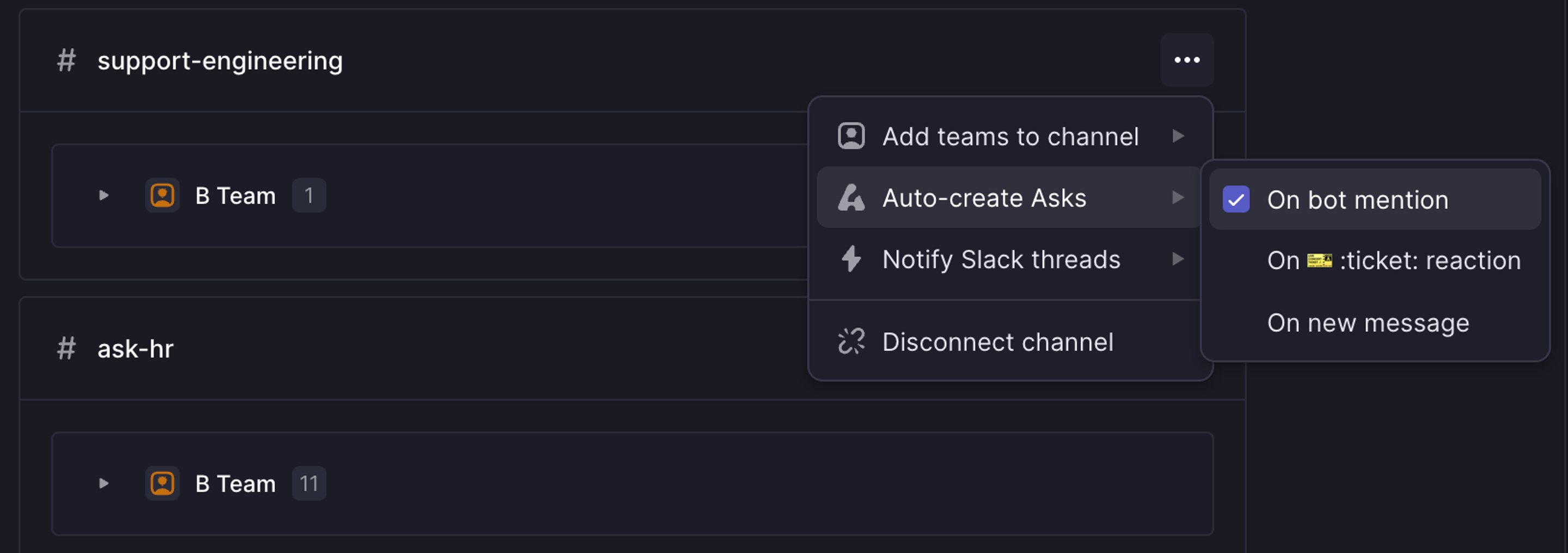 On bot mention selected in Asks settings